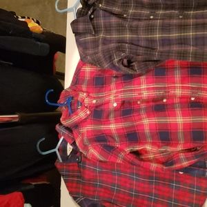 3 button down plaid shirts
